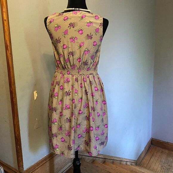 Cottagecore Chyapa Dress Plums Floral Pattern Fruit Spring Dress — Sz 4 - Picture 3 of 10